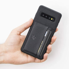 Funda tipo billetera de cuero Pisa Snap On con soporte para Samsung Galaxy S10 Plus