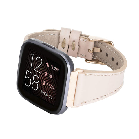 Messina Leather Slim Watch Band for Fitbit Versa