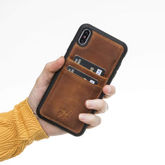 Funda tipo billetera de cuero Capri Snap On para iPhone XS Max