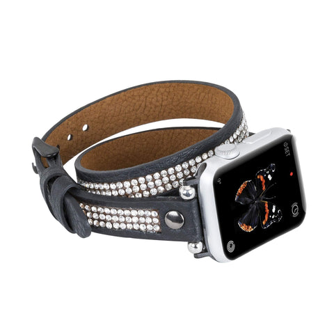 Livorno Leather Double Wrap Band Strap for Apple Watch