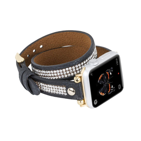 Livorno Leather Double Wrap Band Strap for Apple Watch