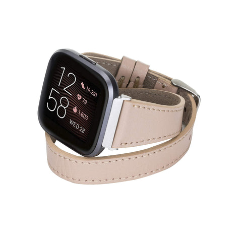 Serena Leather Double Wrap Watch Band for Fitbit Versa