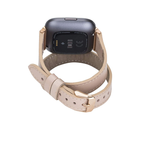 Serena Leather Double Wrap Watch Band for Fitbit Versa
