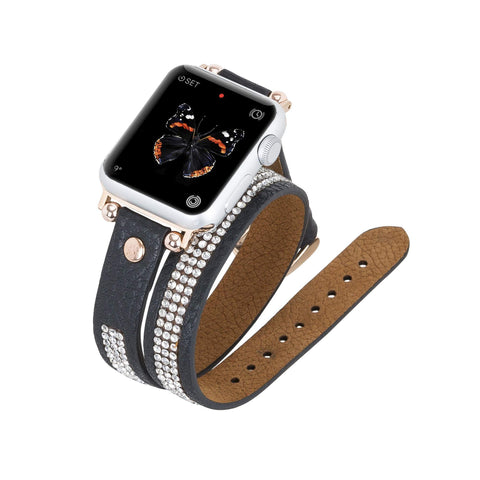 Livorno Leather Double Wrap Band Strap for Apple Watch