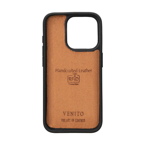 Funda tipo billetera de cuero Capri Snap On para iPhone 15 Pro