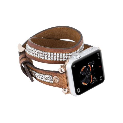 Livorno Leather Double Wrap Band Strap for Apple Watch