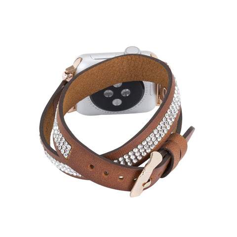 Livorno Leather Double Wrap Band Strap for Apple Watch