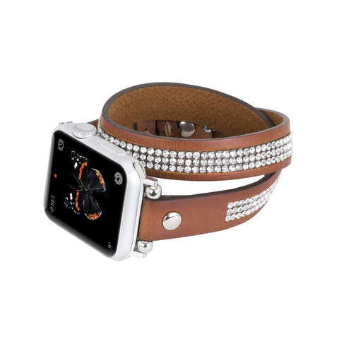 Livorno Leather Double Wrap Band Strap for Apple Watch