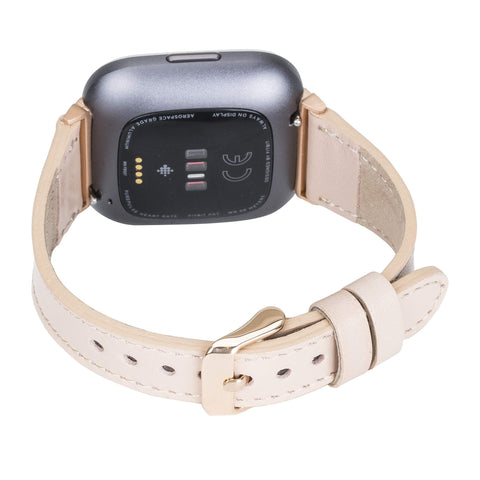 Messina Leather Slim Watch Band for Fitbit Versa