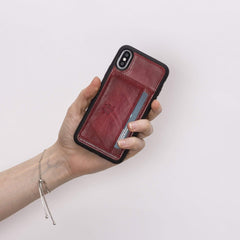Funda tipo billetera de cuero Pisa Snap On con soporte para iPhone XS