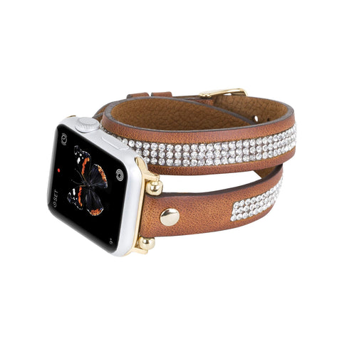 Livorno Leather Double Wrap Band Strap for Apple Watch