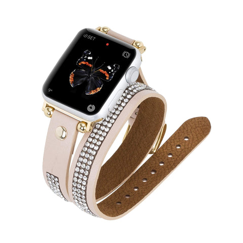 Livorno Leather Double Wrap Band Strap for Apple Watch