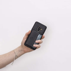 Funda tipo billetera de cuero Pisa Snap On con soporte para Samsung Galaxy S9