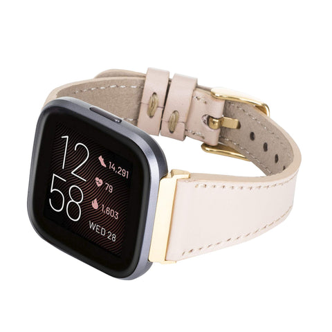 Messina Leather Slim Watch Band for Fitbit Versa