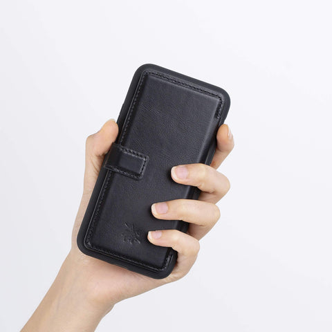 Verona Funda tipo billetera delgada de cuero con bloqueo RFID para iPhone X