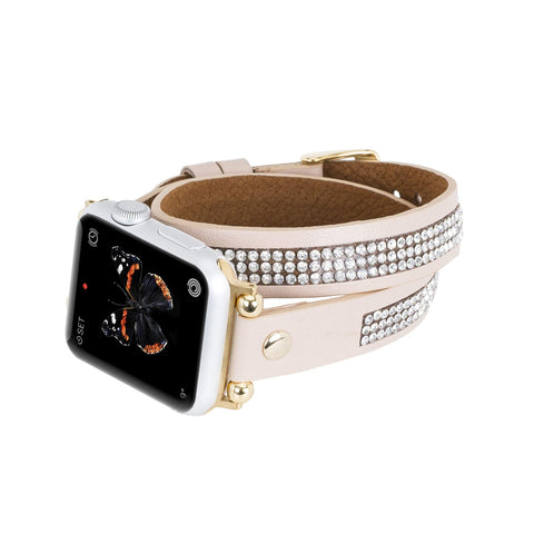 Livorno Leather Double Wrap Band Strap for Apple Watch