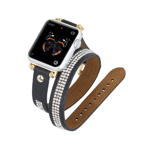 Livorno Leather Double Wrap Band Strap for Apple Watch