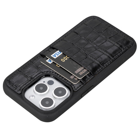 Funda tipo billetera de cuero Capri Snap On para iPhone 15 Pro