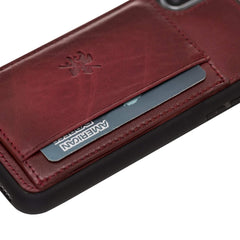 Funda tipo billetera de cuero Pisa Snap On con soporte para iPhone XS