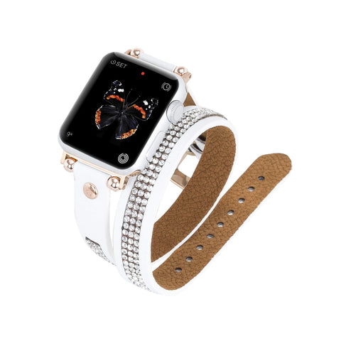 Livorno Leather Double Wrap Band Strap for Apple Watch