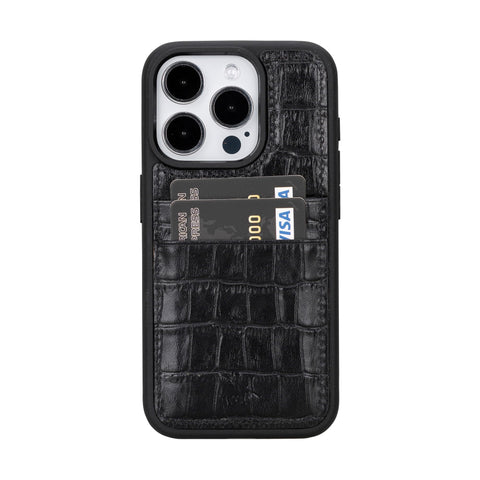 Funda tipo billetera de cuero Capri Snap On para iPhone 15 Pro