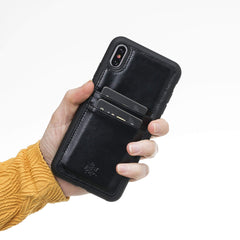 Funda tipo billetera de cuero Capri Snap On para iPhone XS Max