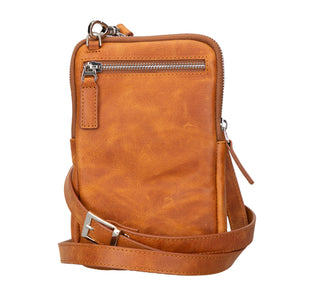 Nino Genuine Leather Crossbody Bag - Golden Tan