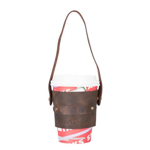 Estuche de transporte para tazas de café de cuero Salerno 