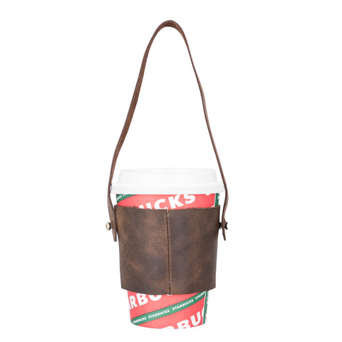 Estuche de transporte para tazas de café de cuero Salerno 