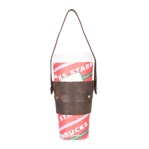 Estuche de transporte para tazas de café de cuero Salerno 