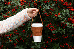Salerno Leather Coffee Cup Carrying Case