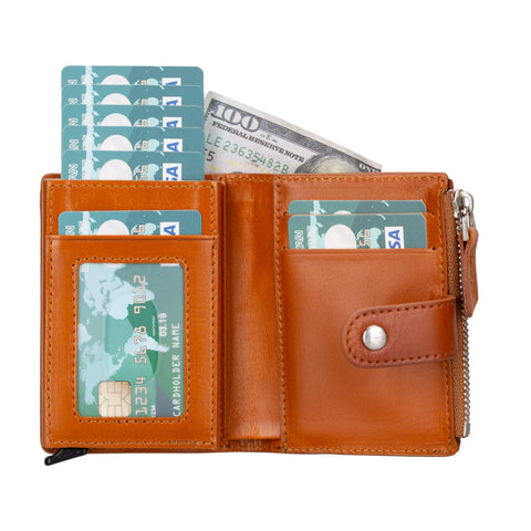 Leather Zip Mechanical Card Holder