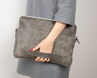 Awe Genuine Leather Laptop / Tablet Sleeves - Gray