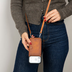 Fermo Funda de cuero para teléfono con billetera cruzada para iPhone 15 Pro