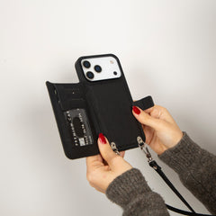 Fermo Funda de cuero para teléfono con billetera cruzada para iPhone 15 Pro