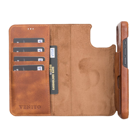 Funda tipo billetera de cuero con bloqueo RFID Florence para iPhone 13