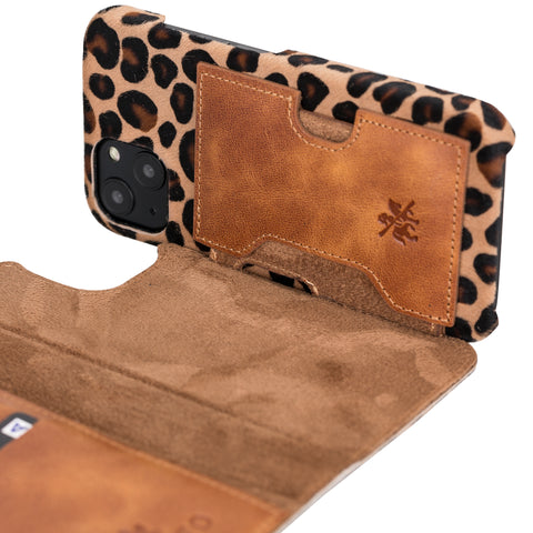 Funda tipo billetera de cuero con bloqueo RFID Florence para iPhone 13