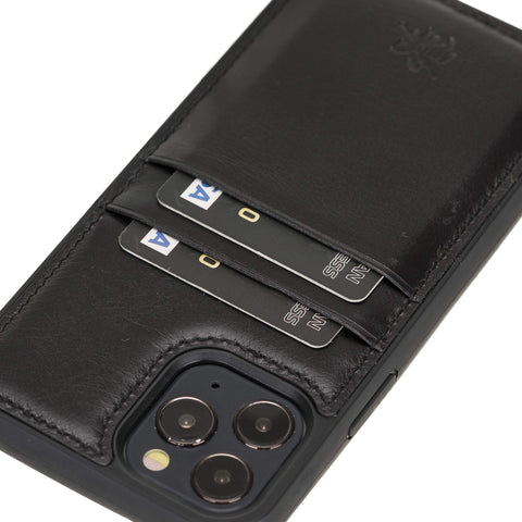 Funda tipo billetera de cuero Capri a presión para iPhone 12