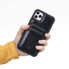 Funda tipo billetera de cuero Capri Snap On para iPhone 11 Pro Max