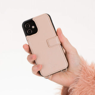 Fermo Funda de cuero para teléfono con billetera cruzada para iPhone 12 Mini