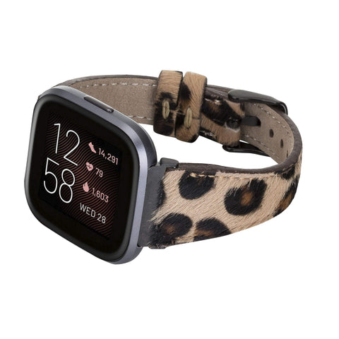 Messina Leather Slim Watch Band for Fitbit Versa