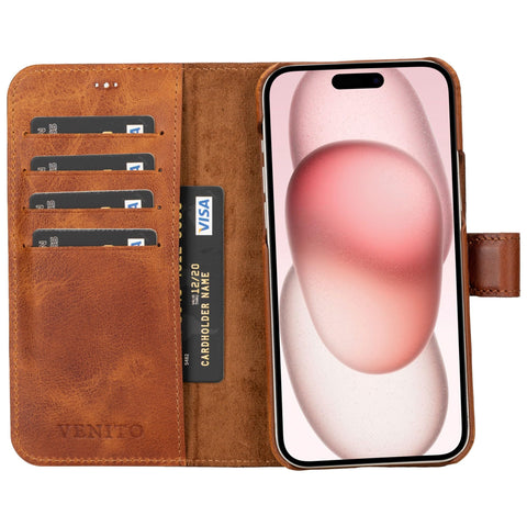 Florence RFID Blocking Leather Wallet Case for iPhone 15 Plus