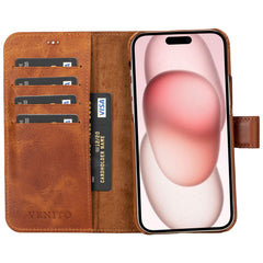 Funda tipo billetera de cuero con bloqueo RFID Florence para iPhone 15 Plus