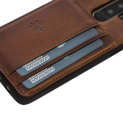 Funda tipo billetera de cuero Pisa Snap On con soporte para Samsung Galaxy S9 Plus