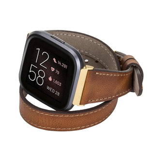 Serena Leather Double Wrap Watch Band for Fitbit Versa
