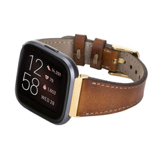 Correa de reloj delgada de cuero Messina para Fitbit Versa