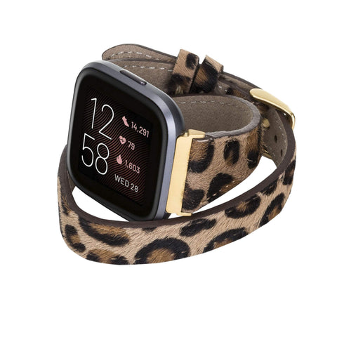 Serena Leather Double Wrap Watch Band for Fitbit Versa