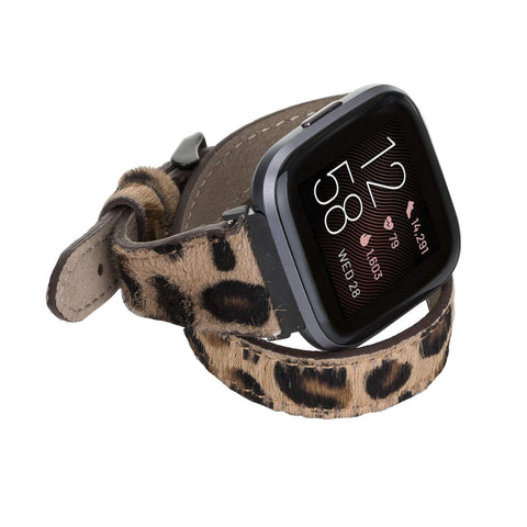 Serena Leather Double Wrap Watch Band for Fitbit Versa
