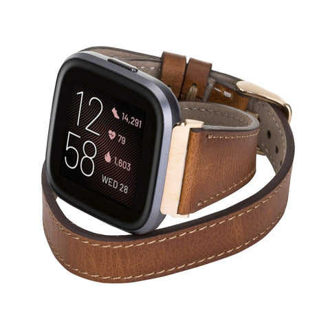 Serena Leather Double Wrap Watch Band for Fitbit Versa