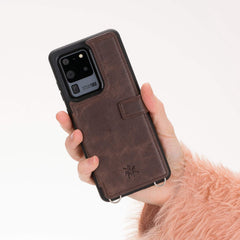 Fermo Funda de cuero para teléfono con billetera cruzada para Galaxy S20 Ultra